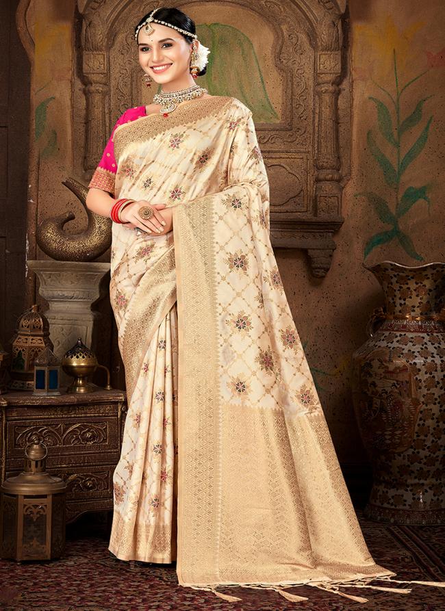 Silk Pink Traditional Wear Weaving Saree